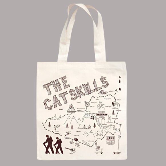Maptote Handbags - Maptote Catskills New York Map  Tote White Size Medium